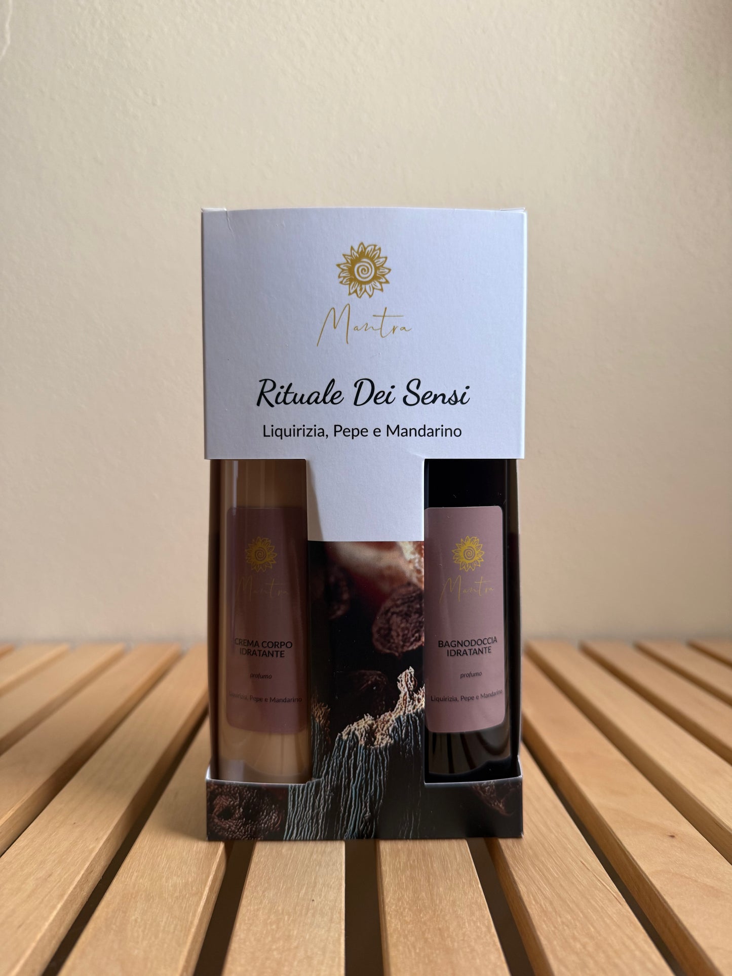 Kit rituale dei sensi - bagnoschiuma e crema idratante al profumo di liquirizia, pepe e mandarino