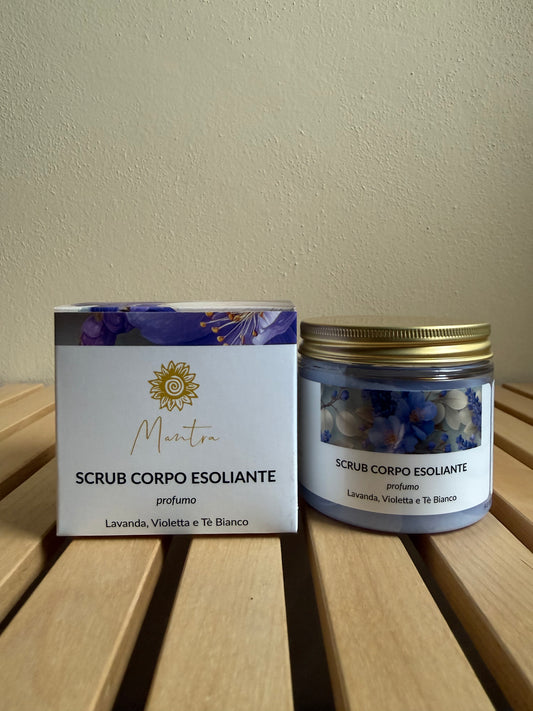 Scrub corpo esfoliante - profumo lavanda, violetta e tè bianco